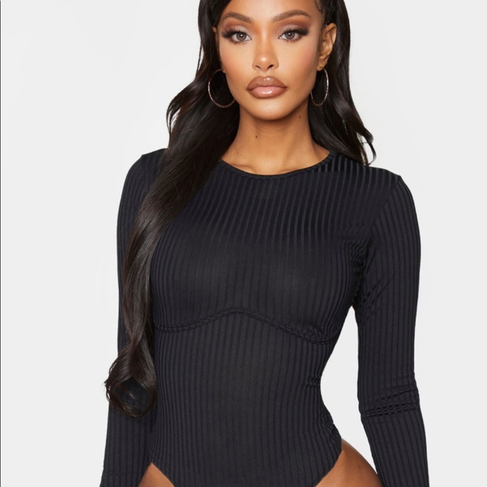 Rib Underbust Detailed Bodysuit XL